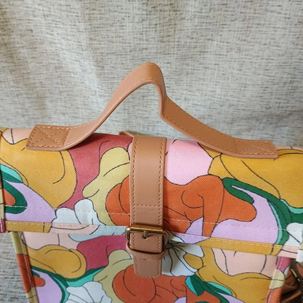 The Somewhere Co Floral Insulated Lunch Bag Crossbody Cooler Retro Multi Color